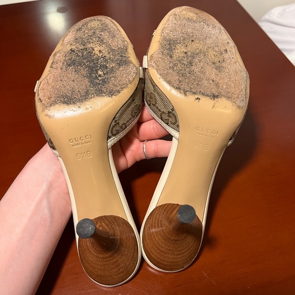 Gucci GG Canvas Bamboo Horsebit Mules 36.5 US 6.5 - Picture 10 of 11